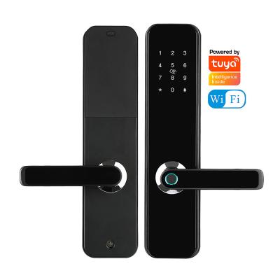 China Cerraduras Para Puertas Home Smart Lock App Tuya WiFi Office Apartments Hotel Lock Biometric Fingerprint Door Handle Keyless Digital Lock for sale