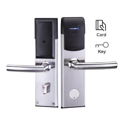 China High Security Stainless Steel RFID Key Card Smart Hotel Door Lock System with RFID Management Software and Card Encoder for sale