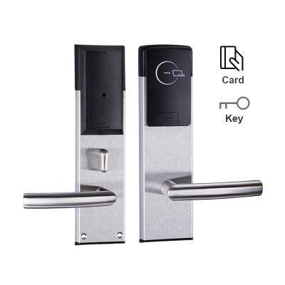 China Star Hotel 304 Stainless Steel ANSI Standard Mortise RFID Key Card Hotel Electronic Door Lock With Management Software System for sale