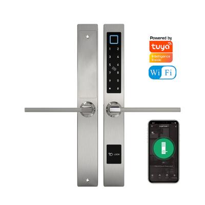 China Front Aluminum Sliding Glas Door Electronic Fingerprint Door Handle Hotel Apartments Office Tuya WiFi Smart Home Waterproof Lock App Electronic Biometric Lock for sale