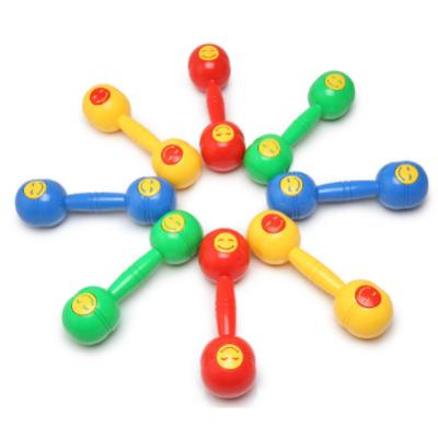 China Children Learning Playing Toy Children's Plastic Dumbbell Hand Shaker Toy Fitness Barbell Child Ratchets Dumbbell Child Hand Dumbbell Household for sale