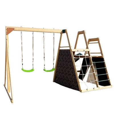 China Durable Outdoor Wooden Kids Playground Equipment Wooden Swing Playground for sale