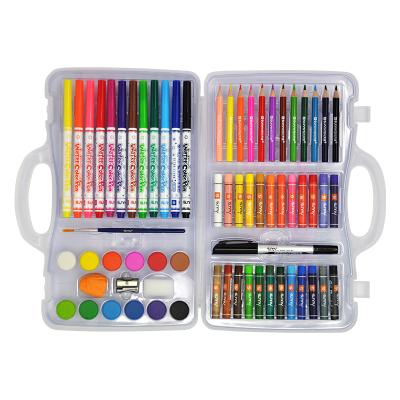 China 65 Pieces Eco-friendly Nox-toxic Color Oil Water Box School Pastel Kids Painting Art Drawing Sets for sale