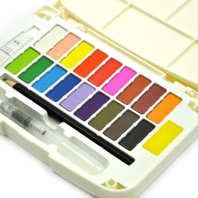 China Eco-friendly SUNNY 18 Colors Non-Toxic Painting Dry Water Color Cake Paint Set Packing Gouache For Art Study for sale