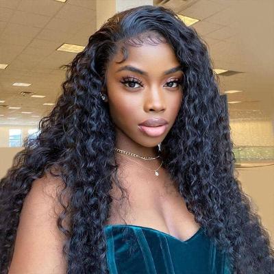 China 100% Transparent Swiss Lace Wig Virgin Water Wave Hair Cheap Brazilian Water Wave Wigs Lace Front Wig With Baby Hair for sale