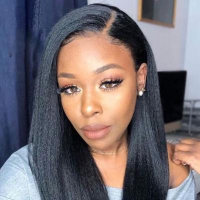 China Swiss Lace Front Wig For Black Women's Front Wigs Human Hair Transparent Yaki Curly Lace BOB Yaki Swiss Lace Wigs 13x6 for sale