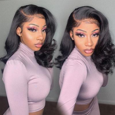 China Swiss Lace Front Wig For Black Women Bob Wigs Human Hair Transparent Bob Wigs Body Wave Human Hair Short Body Wave Wigs for sale