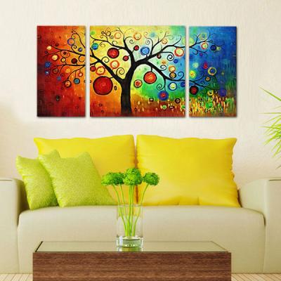 China Abstract Lucky Tree Triptych 3 Piece Abstract Tree Canvas Print For Home Decor for sale