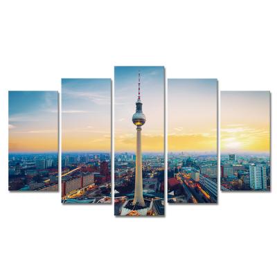 China Ready to Hang Modern City Urban Famous Building City Landscape Painting Print Hotel Wall Decoration Canvas Art for sale