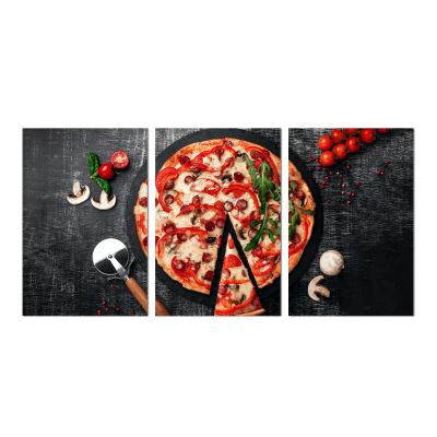 China Modern 3 Piece Food Canvas Print Pizza Painting For Restaurant for sale