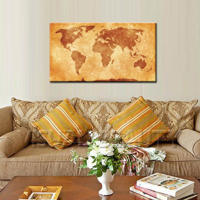 China Impressionist Vintage World Map Wooden Wall Hanging Decoration for sale