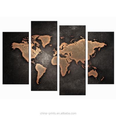 China Modern World Map Art Photo Prints 4-Panel Canvas Painting Prints Canvas Arts Drop-Ship Items Wholesale Product for sale