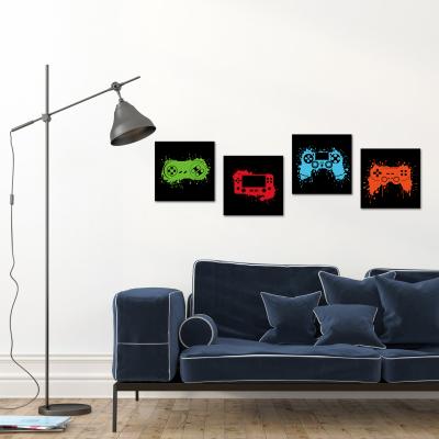 China Ready to Hang Factory Wholesale Colorful Gaming Game Painting Printed Black Canvas Wall Art For Game Room Wall Decoration for sale