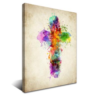 China Ready to Hang Custom Design Pop Art Jesus Christ Crucifix Oil Painting Print Church Wall Decoration Stretched Canvas Art Hanging for sale