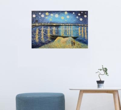 China Abstract Starlight Over The Rhone Van Gogh Famous Oil Painting Repro Stretched 24X36 for sale