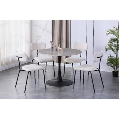 China Smart Whole Modern Furniture  Round  Dining Tables Popular Design With Tabletop in  Wotan Oak Paper Steel legs for sale