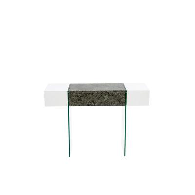 China Modern Console Table Luxury Furniture Wooden Top with Glass Brick Stand Tables for sale