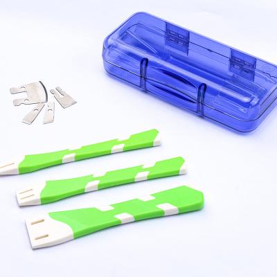 China Remove Dead Callus Skin Household Plastic Green Manicure Set Pedicure Knife Blade Accessories Nail Tool Handle for sale