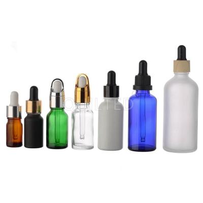 China Personal Care 15ml Amber Green Blue Brown Glass 30ml Essential Oil Medicine Dropper Bottle 50ml 100ml for sale