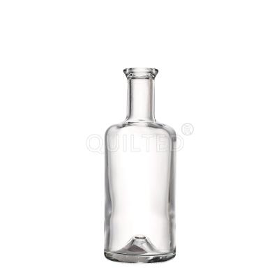 China Beverage Short Custom Design Neck Volume 375ml Round Shape Liquor Glass Clear Wine Bottle With Cork Lid for sale