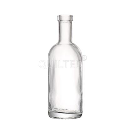 China Custom Beverage Flint Wine Liquor 500ml Clear Vodka Glass Round Liquor Bottle With Cork for sale