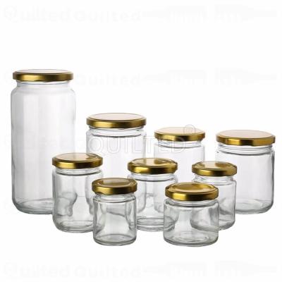 China Wholesale 100ml-900ml Beverage Round Shape Glass Jar For Honey Jam Jelly With Metal Lid for sale