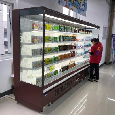 China Single-temperature Supermarket Front Open Air Curtain Fruit Display Fridge Supermarket Refrigerator Showcase Air Curtain Cabinet For Fruit for sale