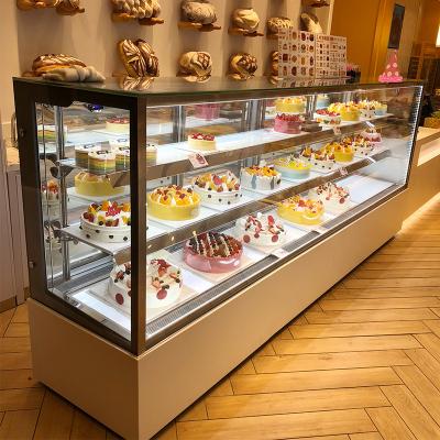 China Single-temperature Double Glass Vented Cooling With Force Air Cakes Display Refrigerator Cabinet For Cake And Bakery Shop for sale