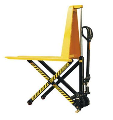 China Yellow Color Steel Scissor Lift Hand Pallet Truck , Manual Hydraulic Stacker Straddle Lift Truck for sale