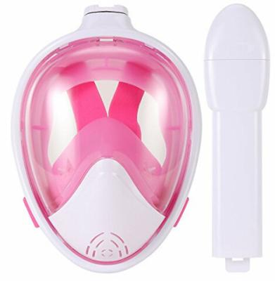 China Pink Color Head Full Face Snorkel Mask Silicone Material Skirt OEM / ODM Acceptable for sale