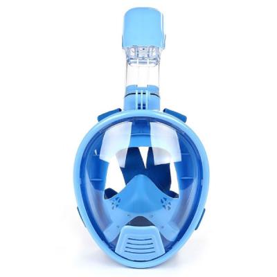 China Panoramic Visibility Diving Full Face Mask Blue Color With Nylon Strap for sale