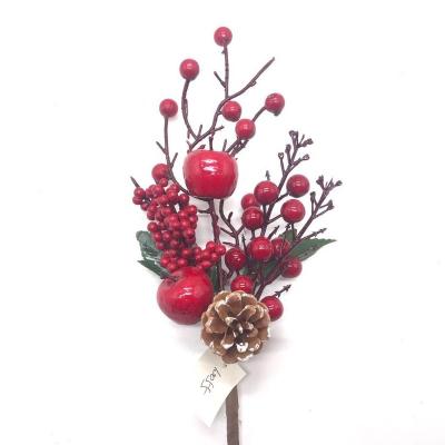 China Fashional Artificial Flowers Pomegranate Fruit Branches Berries Stem Moss Berry Home Festival Decoration for sale