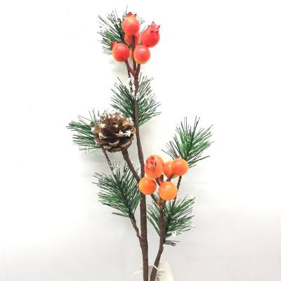 China Fashional Artificial Flowers Red Berries Pine Cones Berry Stems Pine Branches Evergreen Branches for sale