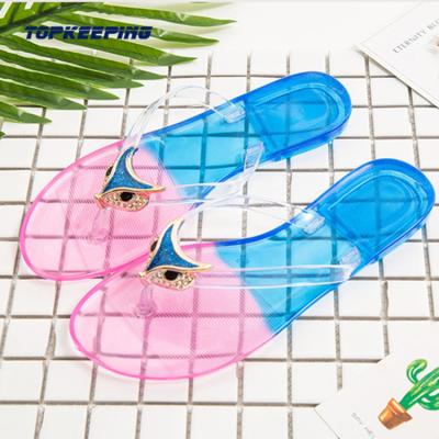 China Fashion Anti-slippery Women's Summer 1E0008 PVC Single Pink Flip Flop For Girl for sale