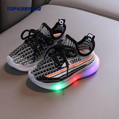 China 1G0031 Mesh Autumn Kid Fashion Sport Girl Lighted Boy Lace Up Lightweight Sneaker for sale