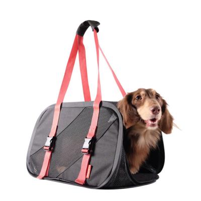 China Outdoor Pet Carrier Bag Take Out Transport Breathable Transparent Foldable Fabric Cat Tote Dog Pet Carrier Bag Oxford for sale