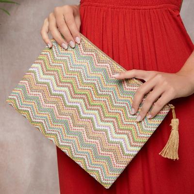 China Custom Lulu&lucy Tassel Decor Chevron Clutch Bag Logo Wholesale for sale