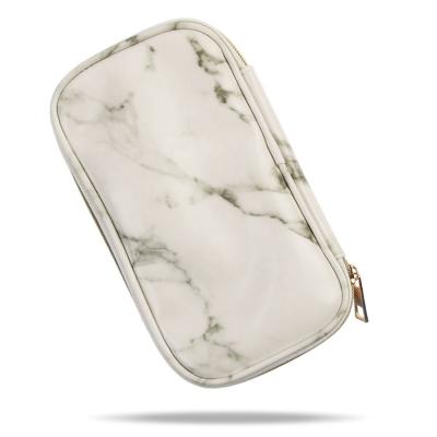 China Zipper LULU& LUCY Marble Zipper Canvas Cosmetic Bag With Customizable Patterns for sale