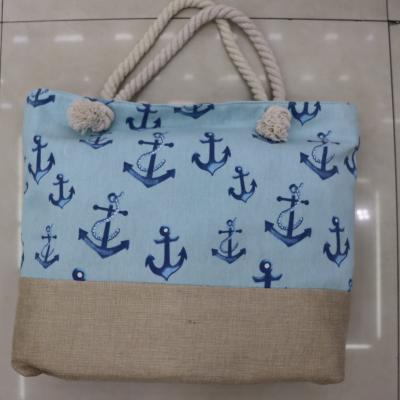 China Sea Prints Lulu&lucy ANCHOR Blue Sea Foldable Beach Bag With Round Towel for sale