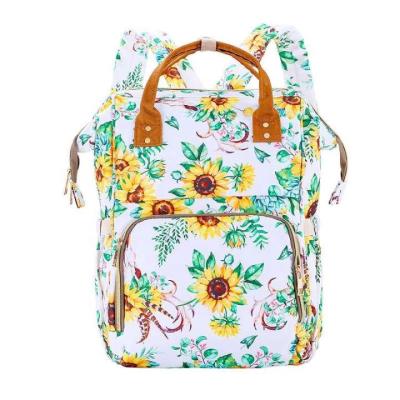 China 2021 LULU&LUCY 2021 BEST Waterproof SUNFLOWER Nylon Backpack Diaper Bag Oxford for Women for sale