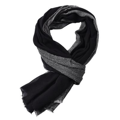 China Patchwork Pleat Scarf Men's Long Stripe Pleat Scarf Cotton-Canvas Long Unisex Black Cotton Canvas Scarves For Men Winter Tassel Men's Scarves Fashion Men's Scarves accessories for sale