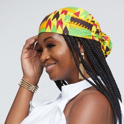 China African Print Head Wrap Aztec Kente Maroon Gold for sale