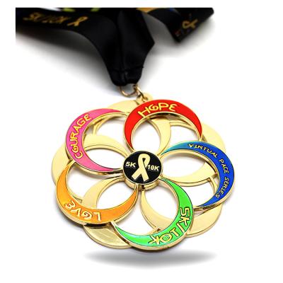 China WD 3d 5K Global Empty Zinc Alloy Custom Running Running Running Medals Cancer Medals Cancer Gold Sport Hanger Marathon Sport Medal for sale