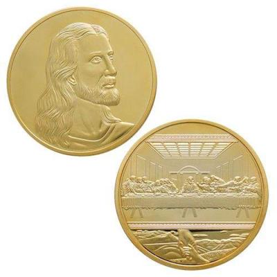 China Europe Hot Selling Custom Embossed Gold and Silver Plated Commemorative Jesus Coins Religious Challenge Coin for sale