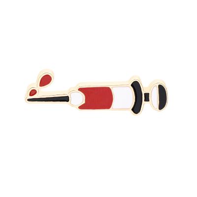 China Europe Top Syringe Badge Bag Colored Soft Enamel Alloy Lapel Pin for sale