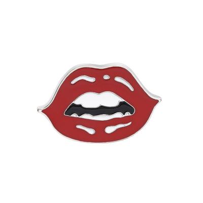 China Europe personalized funny red lip badge colorful enamel lapel pin soft clothing for sale