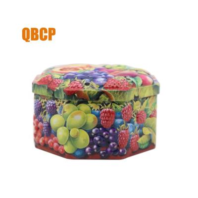 China Recyclable 3D Embossing Octagonal Shaped Chocolate Gift Tin Box With Customer Design for sale