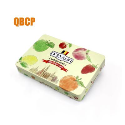 China Recyclable Rectangular Candy Tin Box With 3D Embossing On The Lid for sale