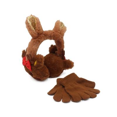 China Reindeer Rudolf Ear Muffs and Christmas Brown Glove Set EM19100018 for sale