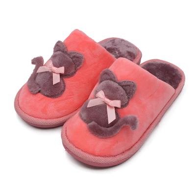 China New Latest Winter Kids Girls Plush Slippers Cartoon Cat Non-Slip Indoor Shoes For Kids Warm Anti-slippery Bedroom Slippers for sale